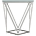 Brittania Square Glass Top Geometric End Table Nickel - Walo Furniture