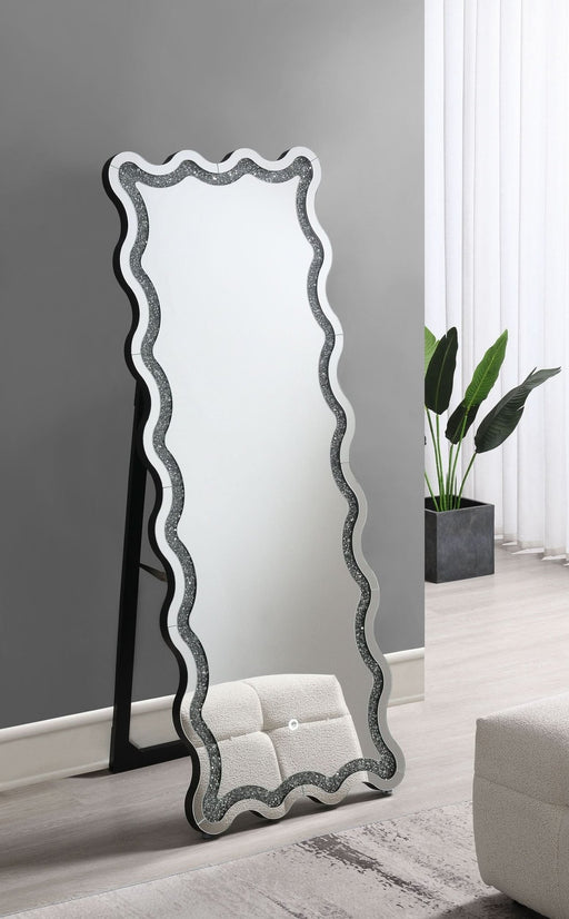 Brixey 24 x 63 Inch LED Lighting Standing Floor Mirror Black - Walo Furniture