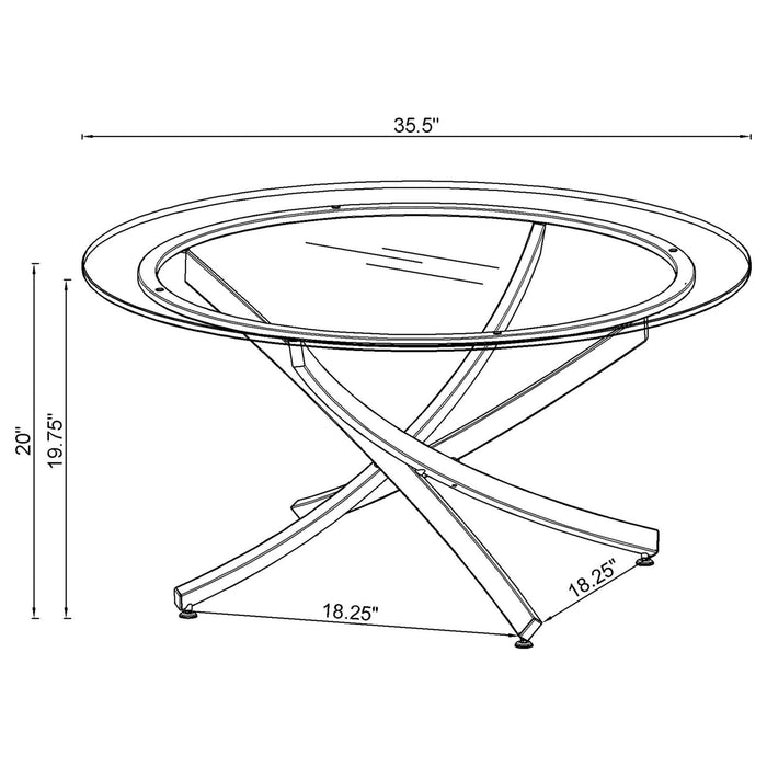 Brooke Round Glass Top Coffee Table Metal Base Brass - Walo Furniture