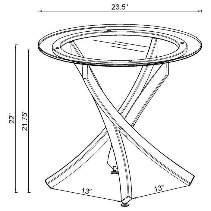 Brooke Round Glass Top Side End Table Metal Base Brass - Walo Furniture