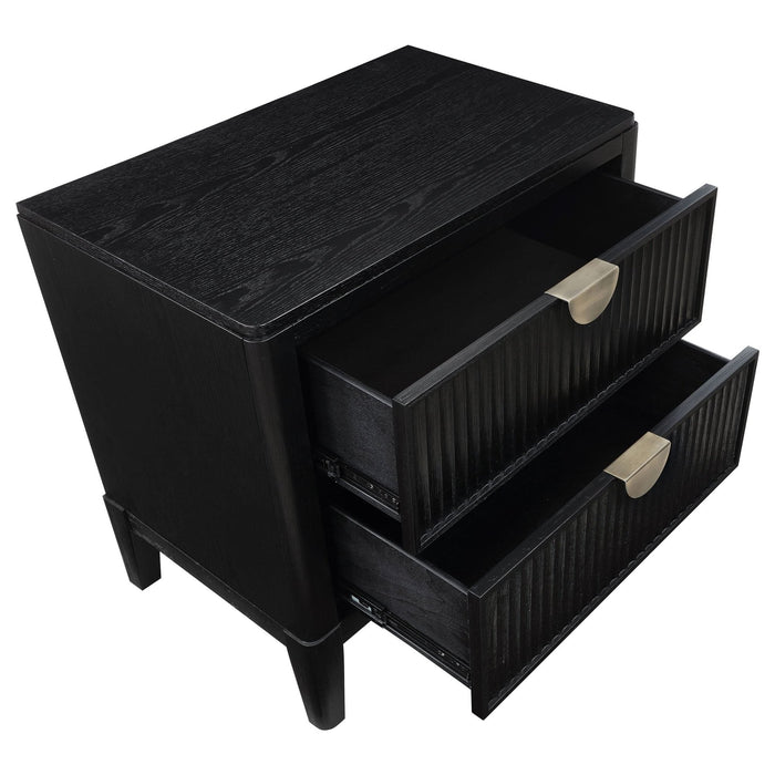 Brookmead 2 - drawer Nightstand Black - Walo Furniture