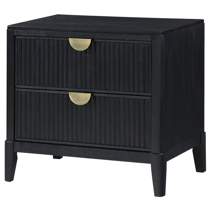 Brookmead 2 - drawer Nightstand Black - Walo Furniture