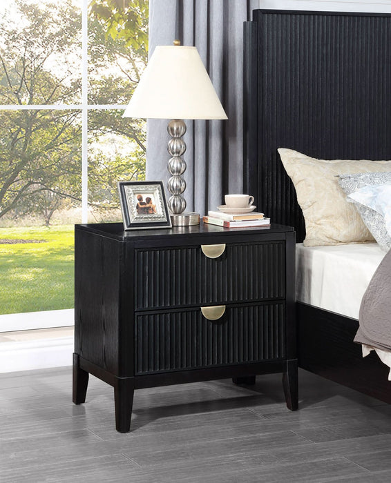 Brookmead 2 - drawer Nightstand Black - Walo Furniture