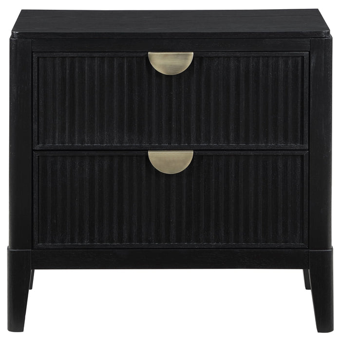 Brookmead 2 - drawer Nightstand Black - Walo Furniture