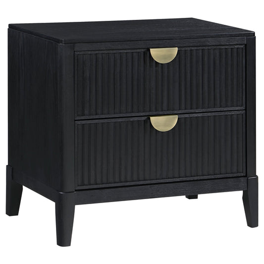 Brookmead 2 - drawer Nightstand Black - Walo Furniture