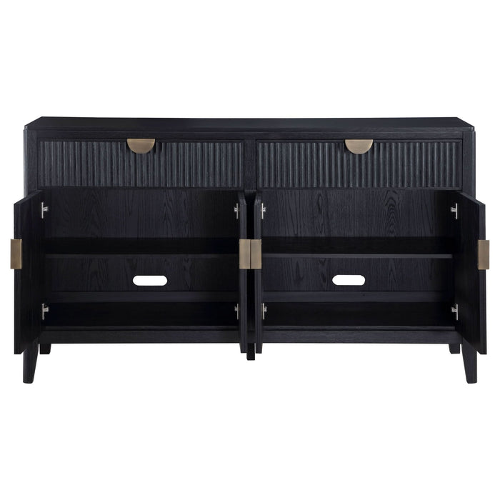 Brookmead 4 - door Sideboard Buffet Storage Cabinet Black - Walo Furniture