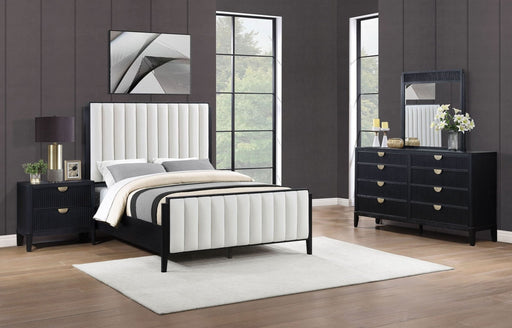 Brookmead 4 - piece Upholstered Cal King Bedroom Set Black - Walo Furniture