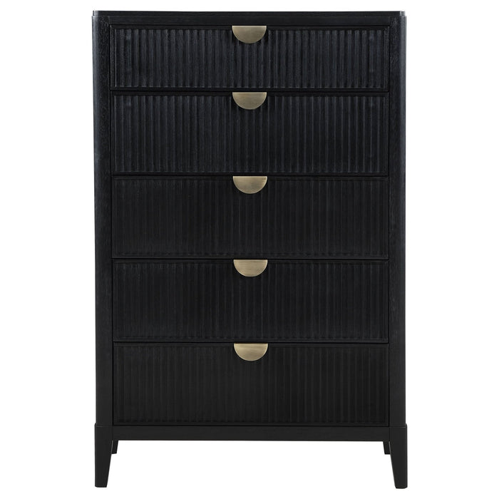 Brookmead 5 - drawer Bedroom Chest Black - Walo Furniture