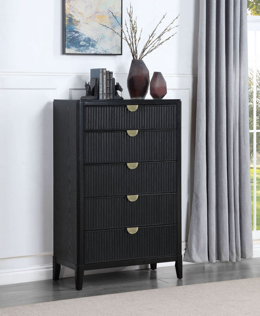 Brookmead 5 - drawer Bedroom Chest Black - Walo Furniture