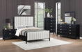 Brookmead 5 - piece Upholstered Cal King Bedroom Set Black - Walo Furniture