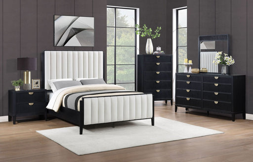 Brookmead 5 - piece Upholstered Cal King Bedroom Set Black - Walo Furniture