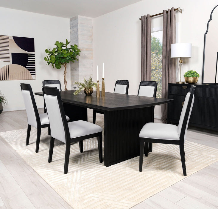 Brookmead 7 - piece Extension Leaf Dining Table Set Black - Walo Furniture