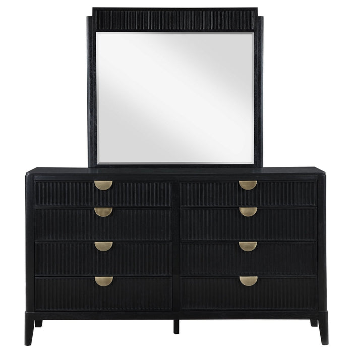 Brookmead 8 - drawer Dresser with Mirror Black - Walo Furniture