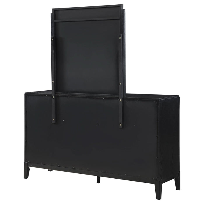 Brookmead 8 - drawer Dresser with Mirror Black - Walo Furniture