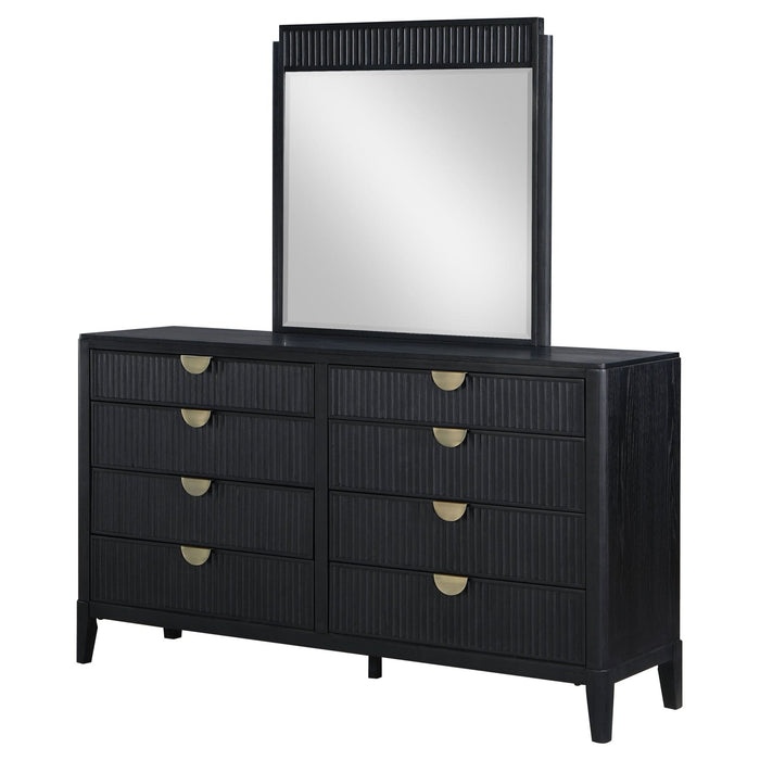 Brookmead 8 - drawer Dresser with Mirror Black - Walo Furniture