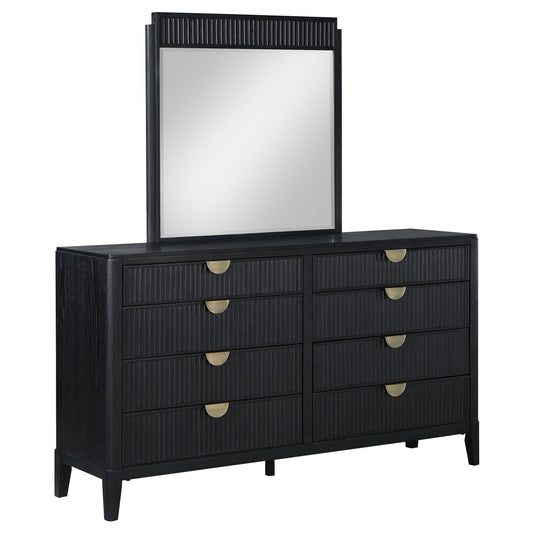 Brookmead 8 - drawer Dresser with Mirror Black - Walo Furniture