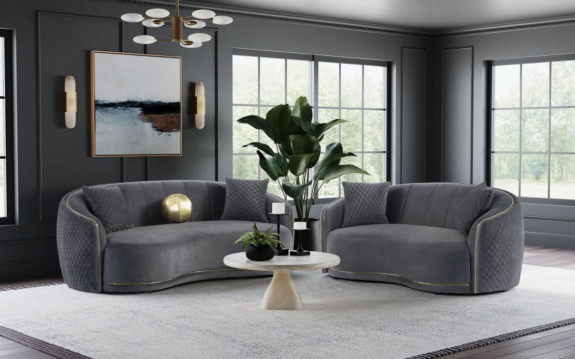 Brookside 2 - piece Velvet Upholstered Sofa Set Dark Grey - Walo Furniture