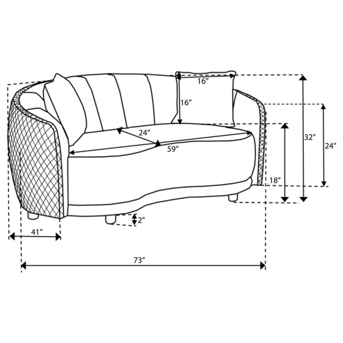 Brookside Velvet Upholstered Curved Loveseat Dark Grey - Walo Furniture