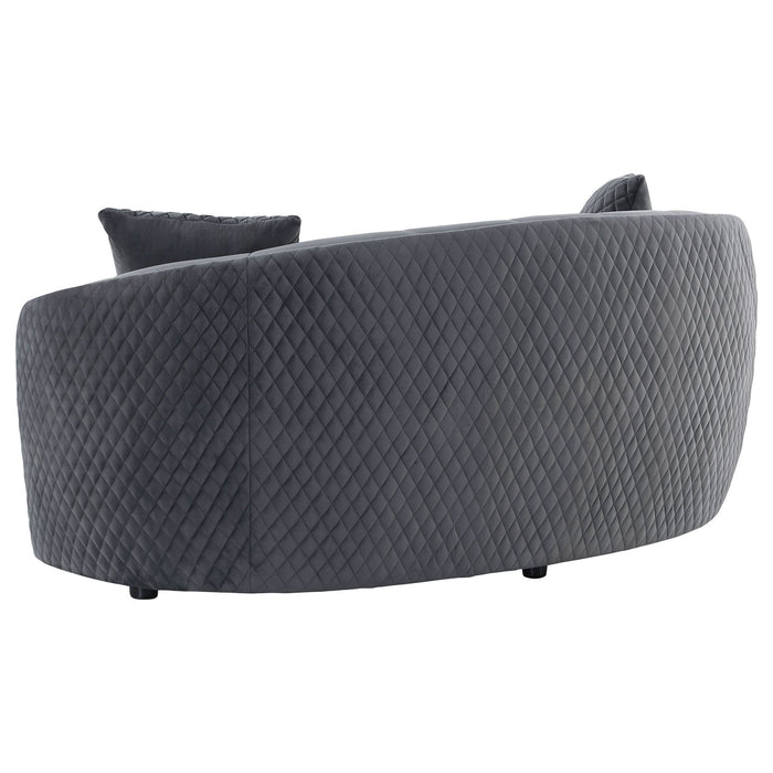 Brookside Velvet Upholstered Curved Loveseat Dark Grey - Walo Furniture