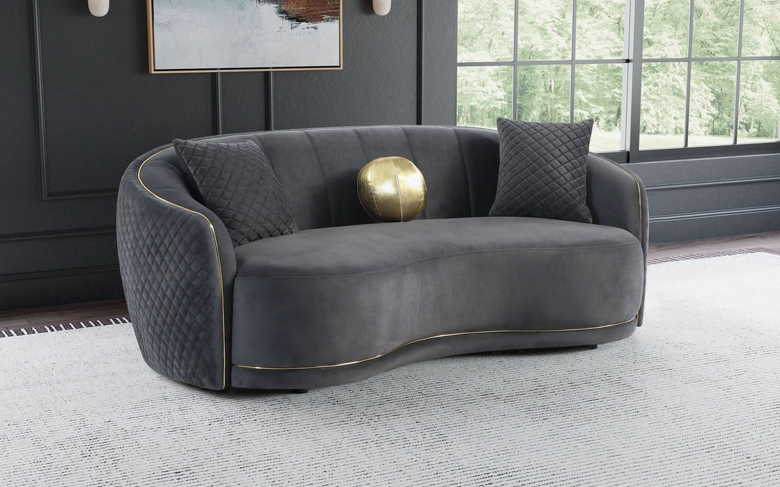 Brookside Velvet Upholstered Curved Sofa Dark Grey - Walo Furniture