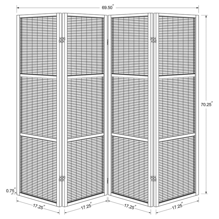 Browning 4 - panel Bamboo Room Divider Folding Screen Walnut - Walo Furniture