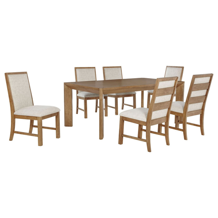 Bruner 7 - piece 72 - inch Rectangular Dining Set Natural Brown - Walo Furniture