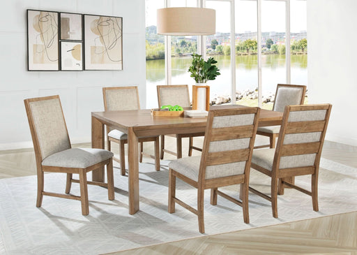 Bruner 7 - piece 72 - inch Rectangular Dining Set Natural Brown - Walo Furniture