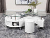 Buckley 3 - piece Coffee Table and Stools Set White High Gloss - Walo Furniture