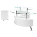 Buckley 3 - piece Coffee Table and Stools Set White High Gloss - Walo Furniture