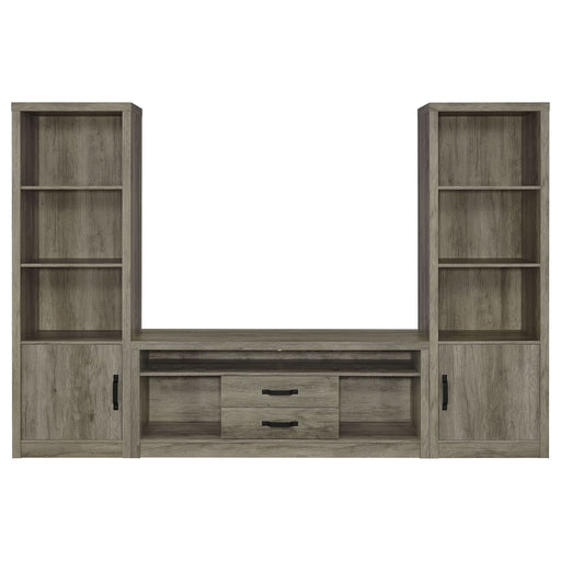 Burke 3 - piece 59" TV Entertainment Center Grey Driftwood - Walo Furniture