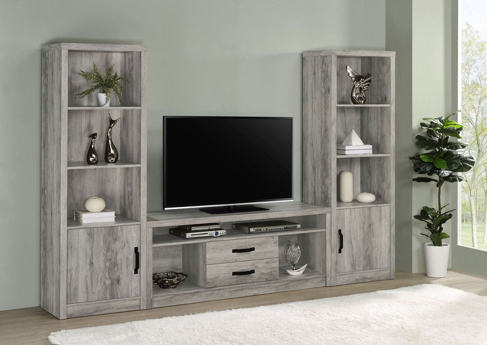 Burke 3 - shelf Engineered Wood Media Tower Grey Driftwood - Walo Furniture