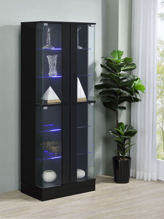 Cabra 4 - door LED Curio Display Cabinet Black High Gloss - Walo Furniture