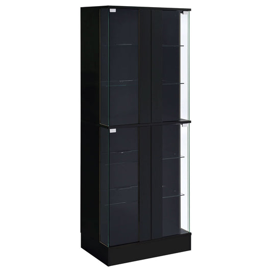 Cabra 4 - door LED Curio Display Cabinet Black High Gloss - Walo Furniture