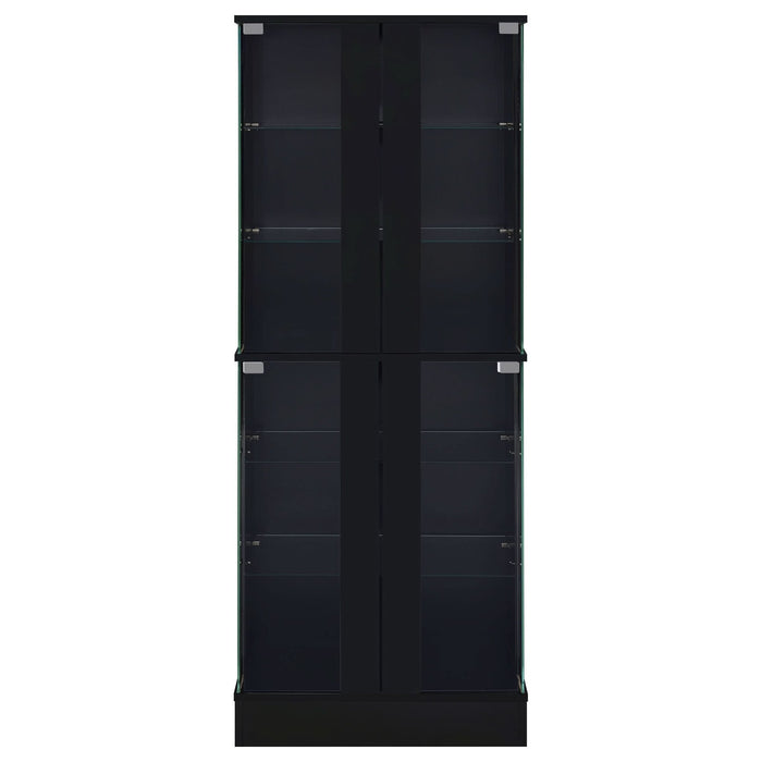 Cabra 4 - door LED Curio Display Cabinet Black High Gloss - Walo Furniture