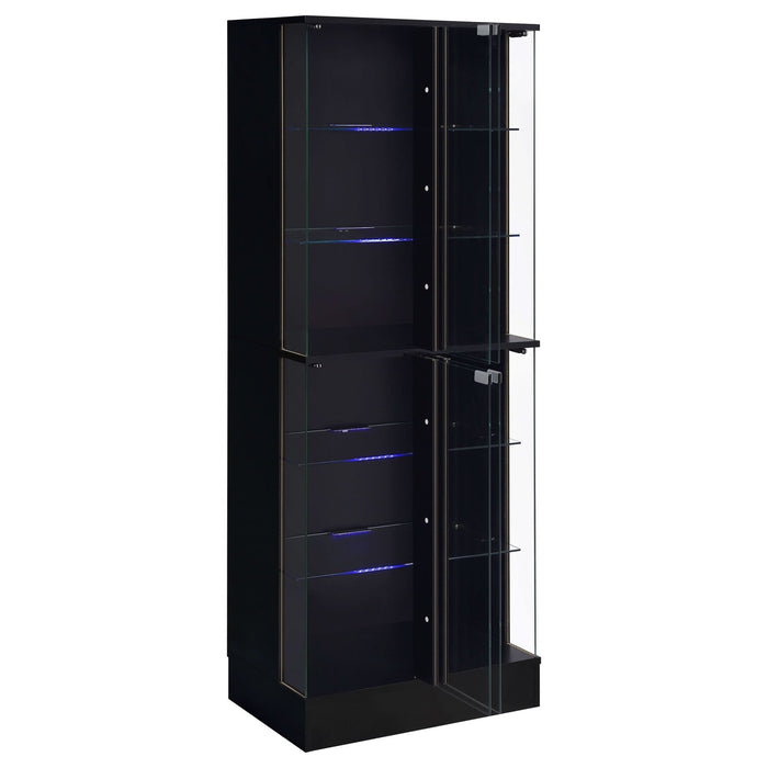 Cabra 4 - door LED Curio Display Cabinet Black High Gloss - Walo Furniture