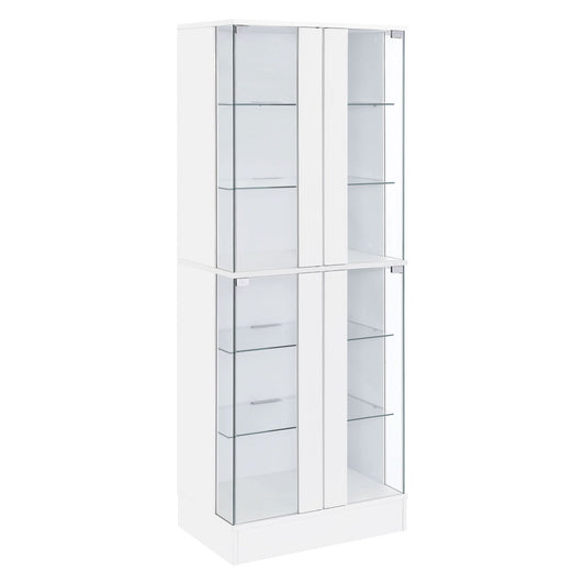 Cabra 4 - door LED Curio Display Cabinet White High Gloss - Walo Furniture