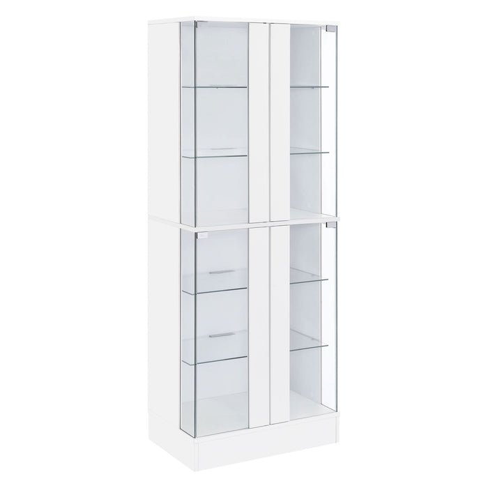 Cabra 4 - door LED Curio Display Cabinet White High Gloss - Walo Furniture