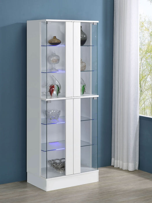 Cabra 4 - door LED Curio Display Cabinet White High Gloss - Walo Furniture