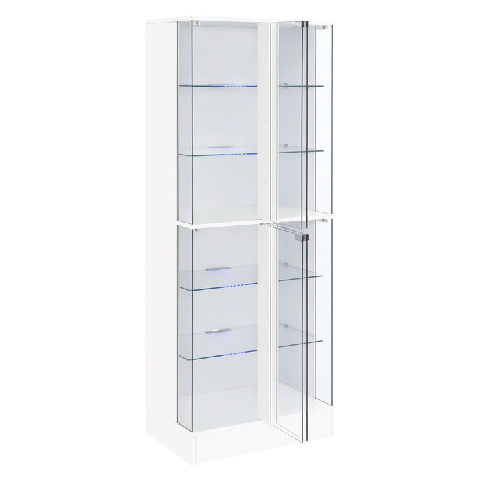 Cabra 4 - door LED Curio Display Cabinet White High Gloss - Walo Furniture