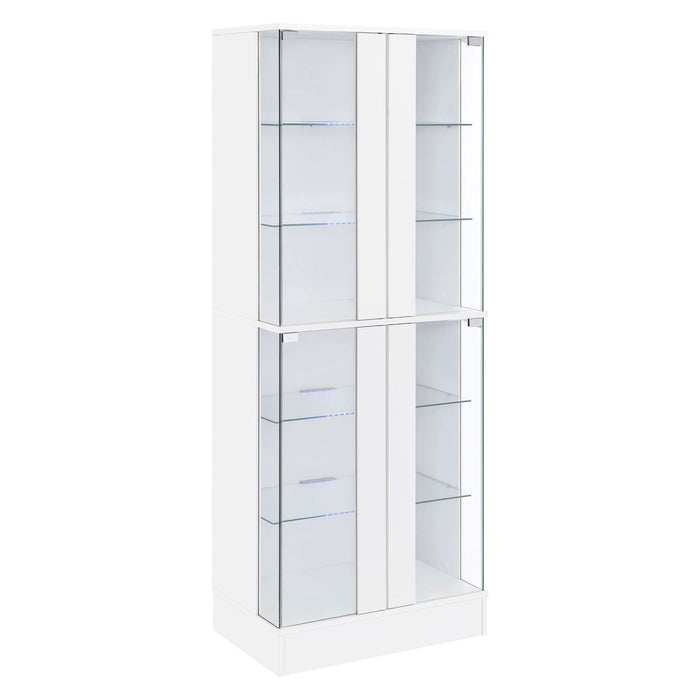 Cabra 4 - door LED Curio Display Cabinet White High Gloss - Walo Furniture