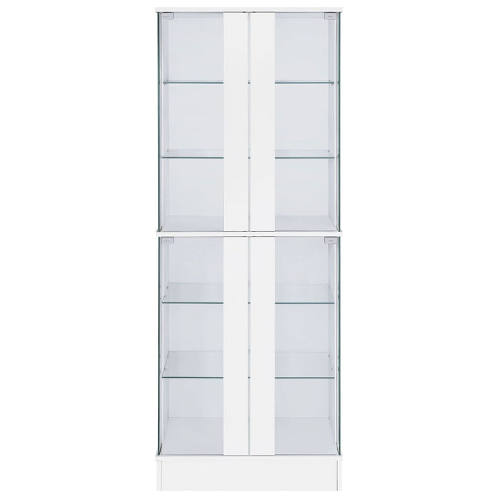 Cabra 4 - door LED Curio Display Cabinet White High Gloss - Walo Furniture