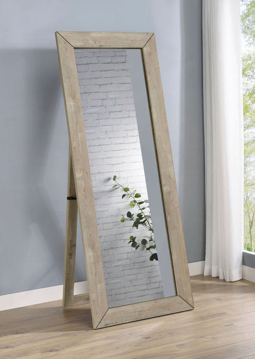 Cadence Tempered Glass Full Length Mirror Grey Washed Oak - Walo Furniture