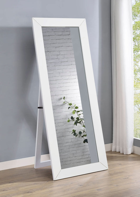 Cadence Tempered Glass Full Length Mirror White High Gloss - Walo Furniture