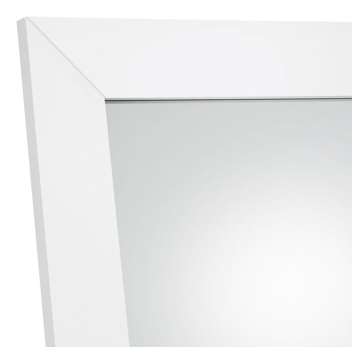 Cadence Tempered Glass Full Length Mirror White High Gloss - Walo Furniture