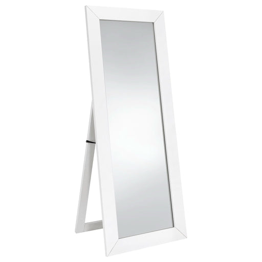 Cadence Tempered Glass Full Length Mirror White High Gloss - Walo Furniture