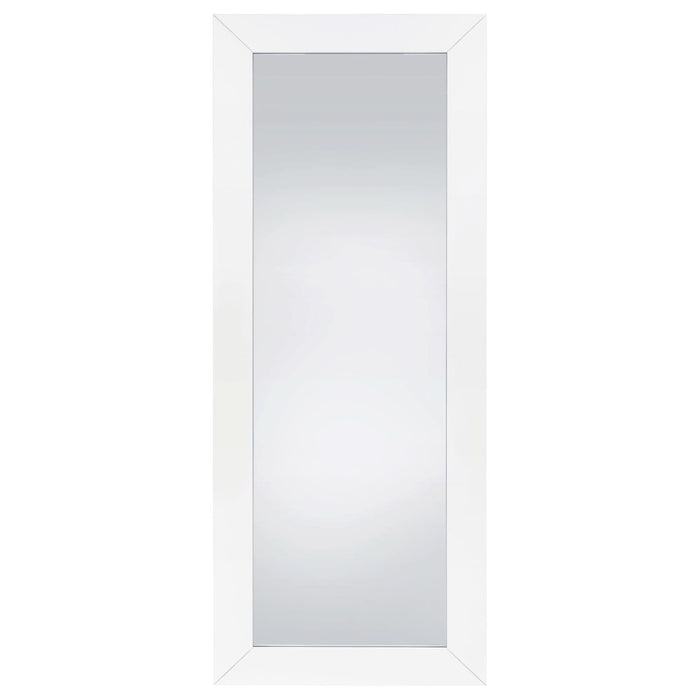 Cadence Tempered Glass Full Length Mirror White High Gloss - Walo Furniture