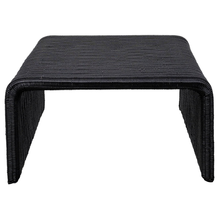 Cahya 2 - piece Rattan Coffee and End Table Set Black - Walo Furniture