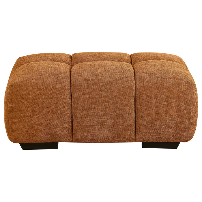 Camacho Rectangular Upholstered Tufted Ottoman Orange - Walo Furniture