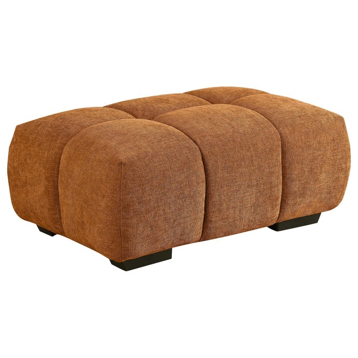 Camacho Rectangular Upholstered Tufted Ottoman Orange - Walo Furniture