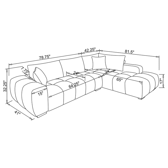 Camacho Upholstered Chaise Sectional Sofa Amber - Walo Furniture